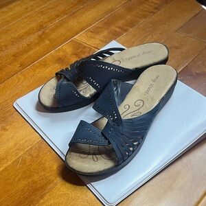 Easy Street Navy Strappy Sandals